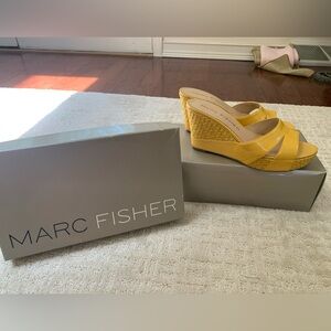 Marc Fisher Yellow Strappy Wedge Sandals